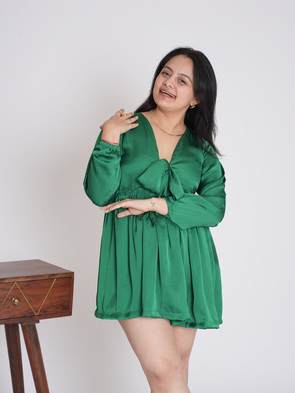 Green Satin Dress